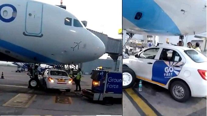 Car came under Indigo flight