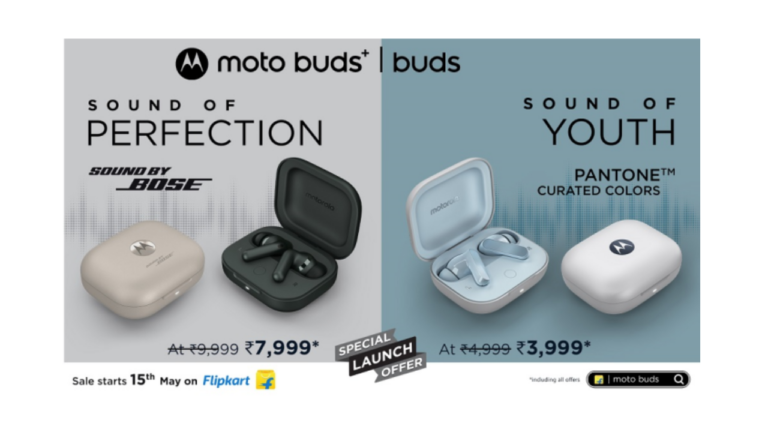 Motorola Disrupts the Indian True Wireless Stereo (TWS) Category with the Launch of moto buds and moto buds+ in Collaboration with Bose, at an Effective Launch Offer Price of Just Rs. 3,999 and Rs. 7,999 Respectively