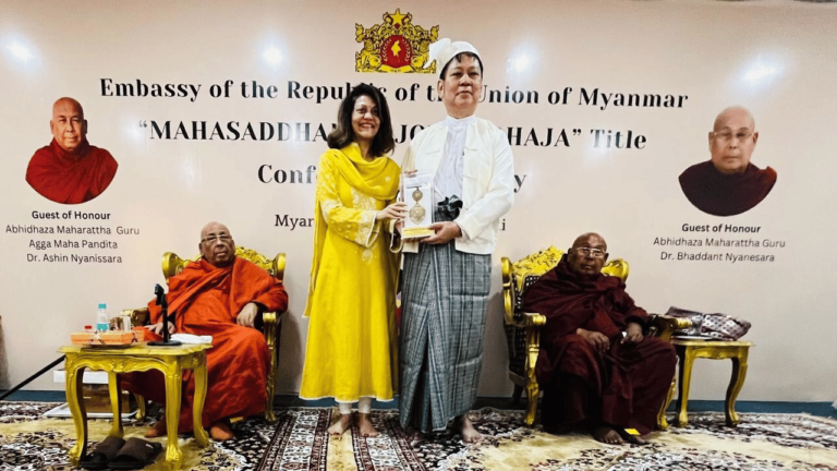 Dr Rashmi Saluja conferred the International Buddha Peace Award by the Myanmar Embassy