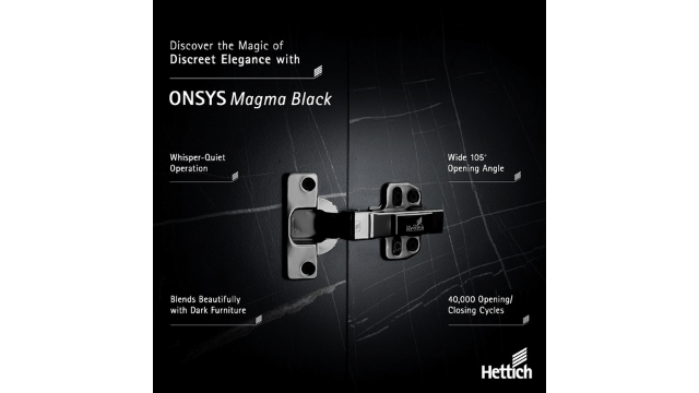 Hettich Launches Onsys Magma Black Hinge for Dark-Wood Furniture